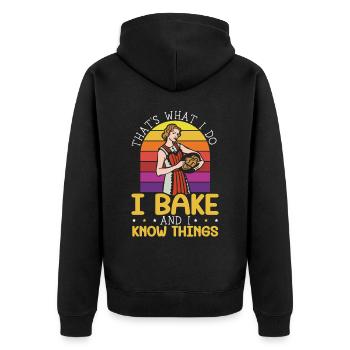 Bäcker Bäckerei Kuchen Brot Muffin Gebäck Lebensmittel Backen - Unisex Premium Bio Zip Hoodie - Schwarz - Hinten - Nico (187cm)
