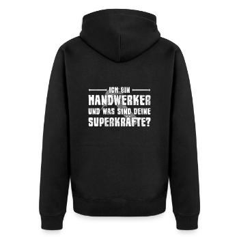 Handwerker Spruch - Unisex Premium Bio Zip Hoodie - Schwarz - Hinten - Nico (187cm)