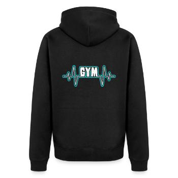 gym gym heartbeat - Unisex Premium Organic Zip Hoodie - black - Back - Nico (187cm)