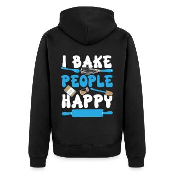Bäcker Bäckerei Kuchen Brot Muffin Gebäck Lebensmittel Backen - Unisex Premium Bio Zip Hoodie - Schwarz - Hinten - Nico (187cm)