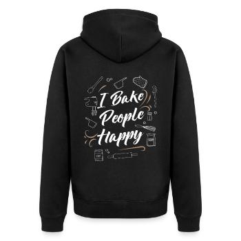 Bäcker Bäckerei Kuchen Brot Muffin Gebäck Lebensmittel Backen - Unisex Premium Bio Zip Hoodie - Schwarz - Hinten - Nico (187cm)