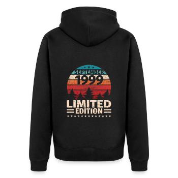 24th Birthday September Vintage 1999 Vintage - Unisex Premium Organic Zip Hoodie - black - Back - Nico (187cm)