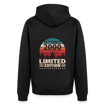23ème Anniversaire Septembre Millésime 2000 Millésime - Veste à capuche bio Premium Unisexe - noir - Dos - Nico (187cm)