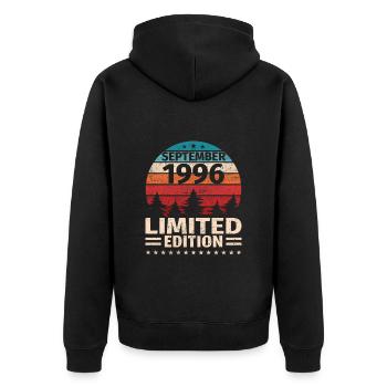 27th Birthday September Vintage 1996 Vintage - Unisex Premium Organic Zip Hoodie - black - Back - Nico (187cm)
