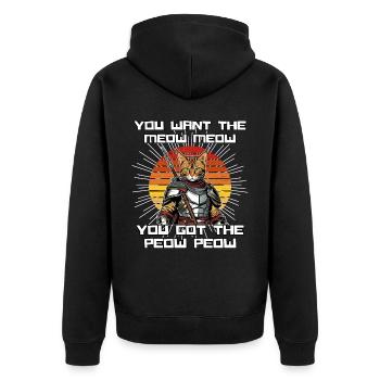Katzen Katze Katzenshirt Katze Geschenkidee kitten - Unisex Premium Bio Zip Hoodie - Schwarz - Hinten - Nico (187cm)