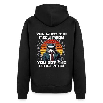 Katzen Katze Katzenshirt Katze Geschenkidee kitten - Unisex Premium Bio Zip Hoodie - Schwarz - Hinten - Nico (187cm)