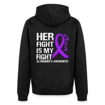 Kampf gegen Alzheimer - Unisex Premium Bio Zip Hoodie - Schwarz - Hinten - Nico (187cm)