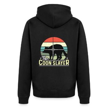 Raccoon Hunting The Coon Slayer Southern Hunting - Unisex Premium Organic Zip Hoodie - black - Back - Nico (187cm)