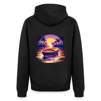 Boot - Unisex Premium Bio Zip Hoodie - Schwarz - Hinten - Nico (187cm)