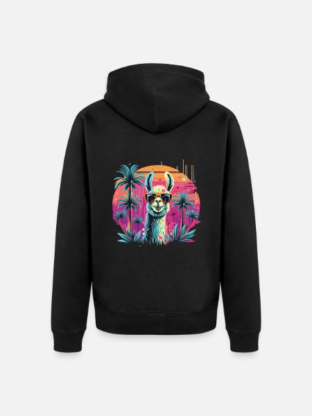Alpaca Retro Sunset Alpaca Solbriller Alpakaer - Premium økologisk unisex-hættejakke - sort