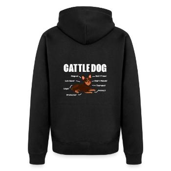 Australian Cattle Dog Hund Hunde Geschenk - Unisex Premium Bio Zip Hoodie - Schwarz - Hinten - Nico (187cm)