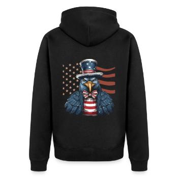 Thanksgiving American Pilgrim Turkey - Unisex Premium Organic Zip Hoodie - black - Back - Nico (187cm)