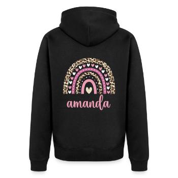 Amanda Regenbogen Name Geburtstag Amanda - Unisex Premium Bio Zip Hoodie - Schwarz - Hinten - Nico (187cm)