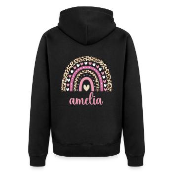 Amelia Regenbogen Name Geburtstag Amelia - Unisex Premium Bio Zip Hoodie - Schwarz - Hinten - Nico (187cm)