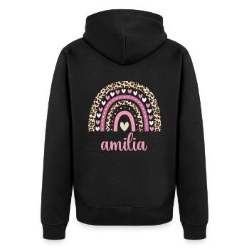 Amilia Regenbogen Name Geburtstag Amilia - Unisex Premium Bio Zip Hoodie - Schwarz - Hinten - Nico (187cm)