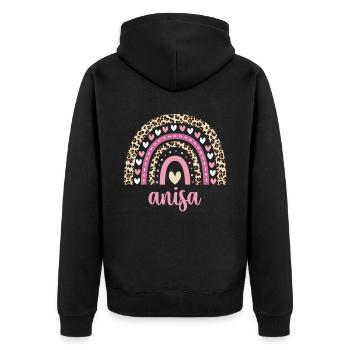 Anisa Regenbogen Name Geburtstag Anisa - Unisex Premium Bio Zip Hoodie - Schwarz - Hinten - Nico (187cm)