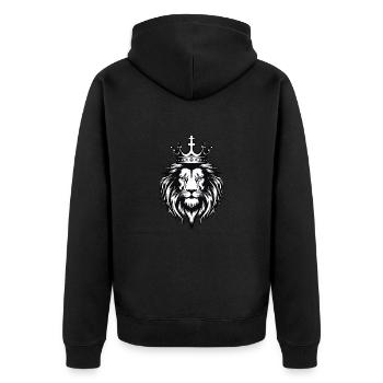 Lion Majestic en noir et blanc avec couronne - Veste à capuche bio Premium Unisexe - noir - Dos - Nico (187cm)