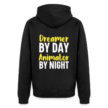 3D-Animator Animieren von Keyframes, Rendern von Animationen - Unisex Premium Bio Zip Hoodie - Schwarz - Hinten - Nico (187cm)