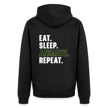 3D-Animator Animieren von Keyframes, Rendern von Animationen - Unisex Premium Bio Zip Hoodie - Schwarz - Hinten - Nico (187cm)