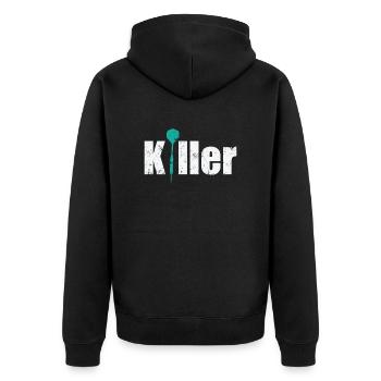 Killer Darts Throw - Unisex Premium Organic Zip Hoodie - black - Back - Nico (187cm)