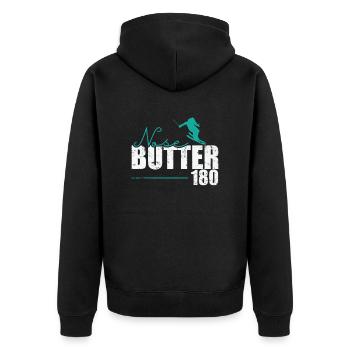Nose Butter 180 Skifahren - Unisex Premium Bio Zip Hoodie - Schwarz - Hinten - Nico (187cm)