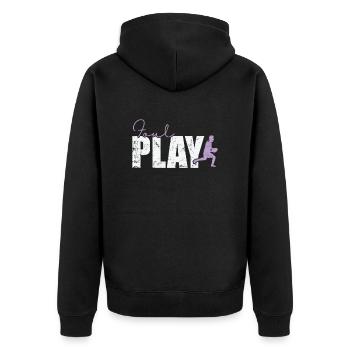 Foul Play Rugby - Unisex Premium Organic Zip Hoodie - black - Back - Nico (187cm)