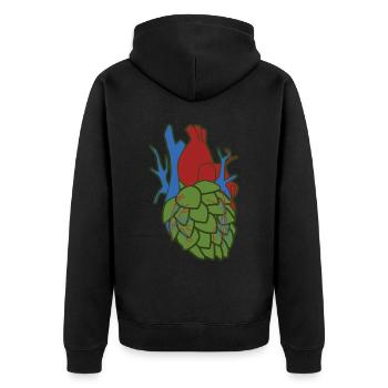 Hops Heart Beer Brewery Hobby Brewer - Unisex Premium Organic Zip Hoodie - black - Back - Nico (187cm)
