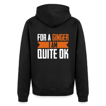 Rote Haare Witz Rothaarig Rotschopf - Unisex Premium Bio Zip Hoodie - Schwarz - Hinten - Nico (187cm)
