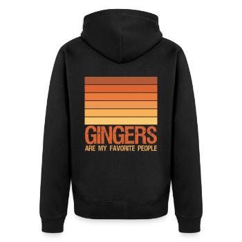 Rote Haare Rothaarig Retro Rotschopf - Unisex Premium Bio Zip Hoodie - Schwarz - Hinten - Nico (187cm)
