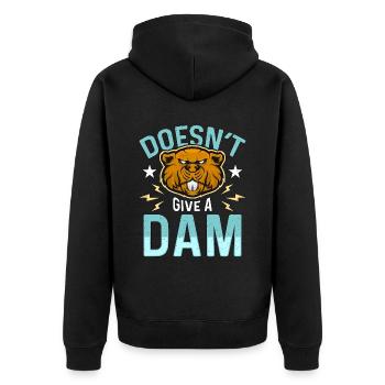 Beaver Dam Doesn't Give A Dam Loves Rodent Animals - Unisex Premium Organic Zip Hoodie - black - Back - Nico (187cm)