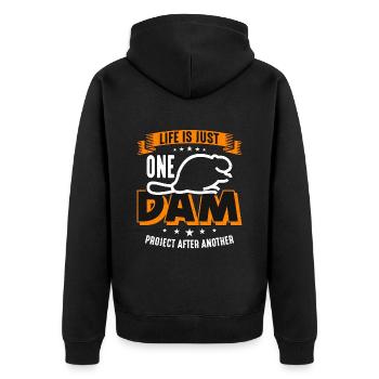 Beaver Dam Life Is Just One Dam Project Rodents - Unisex Premium Organic Zip Hoodie - black - Back - Nico (187cm)