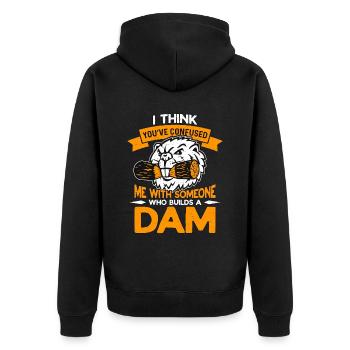 Beaver Dam I Think You've Confused We Zoo Animals - Unisex Premium Bio Zip Hoodie - Schwarz - Hinten - Nico (187cm)