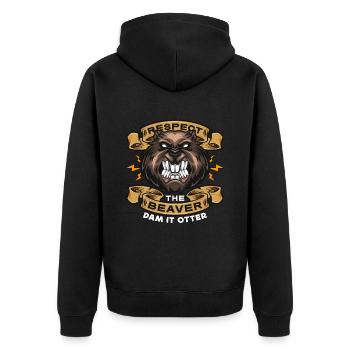 Beaver Dam Respect The Beaver Dam Rodent Animals - Unisex Premium Organic Zip Hoodie - black - Back - Nico (187cm)