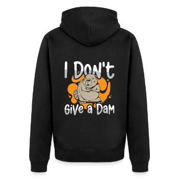 Beaver Dam I Don't Give A Dam Loves Rodent Animals - Unisex Premium Organic Zip Hoodie - black - Back - Nico (187cm)