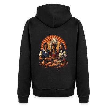 Pèlerins et Indiens Action de grâce culturelle - Veste à capuche bio Premium Unisexe - noir - Dos - Nico (187cm)