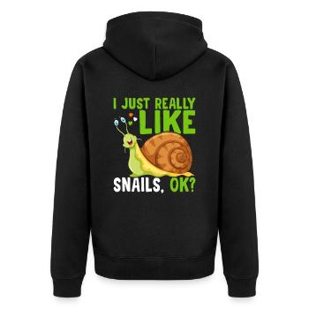 Snail lovers as well as snail owners, sluggish - Unisex Premium Organic Zip Hoodie - black - Back - Nico (187cm)