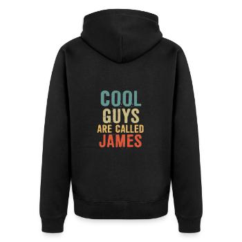 Cool guys are called James - Unisex Premium Bio Zip Hoodie - Schwarz - Hinten - Nico (187cm)