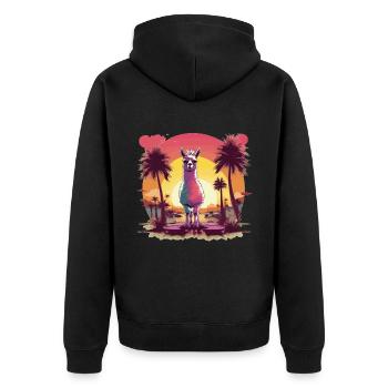 Alpaka - Unisex Premium Bio Zip Hoodie - Schwarz - Hinten - Nico (187cm)