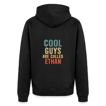 Cool guys are called Ethan - Unisex Premium Organic Zip Hoodie - black - Back - Nico (187cm)