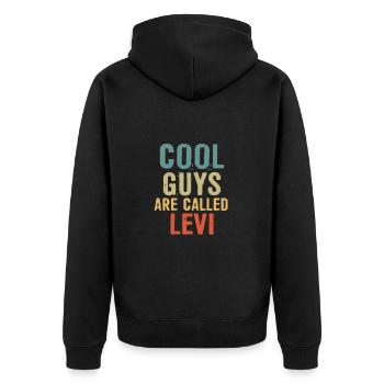 Cool guys are called Levi - Unisex Premium Organic Zip Hoodie - black - Back - Nico (187cm)
