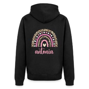 Antonia Regenbogen Name Geburtstag Antonia - Unisex Premium Bio Zip Hoodie - Schwarz - Hinten - Nico (187cm)