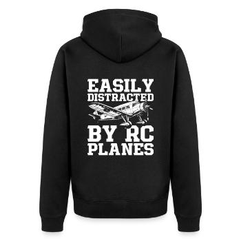 Modellflieger Easily Distracted By RC Planes - Unisex Premium Bio Zip Hoodie - Schwarz - Hinten - Nico (187cm)