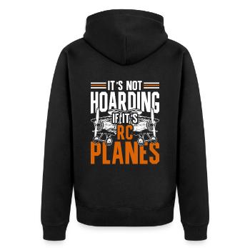 Modellflugzeuge - Unisex Premium Bio Zip Hoodie - Schwarz - Hinten - Nico (187cm)