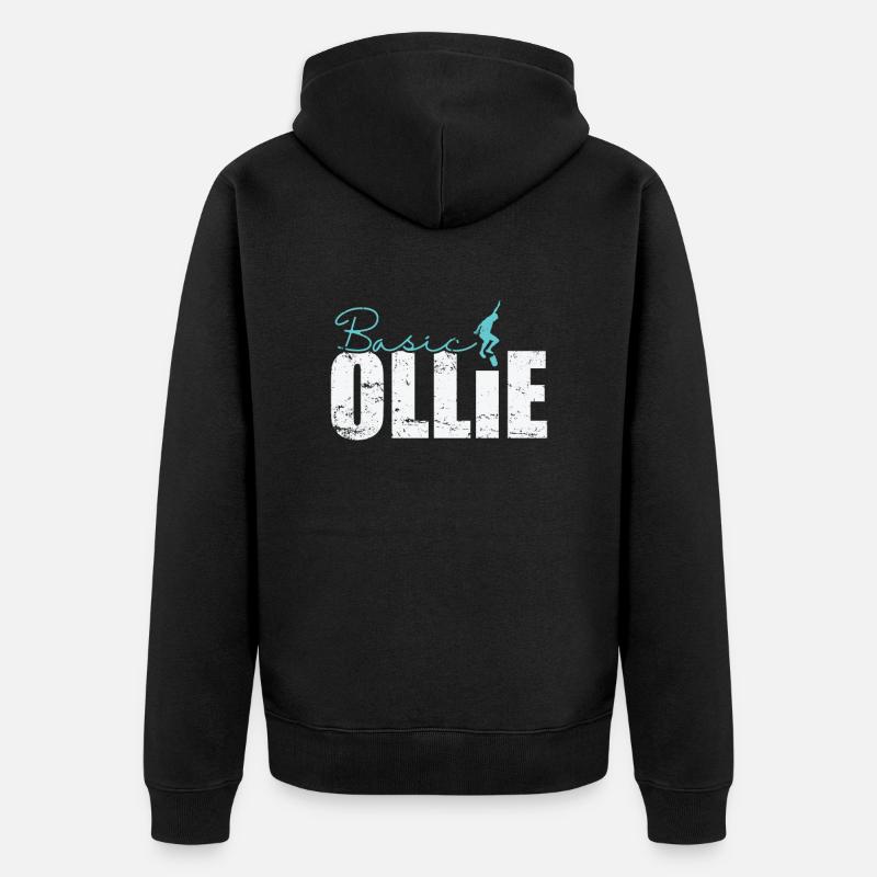 Basic Ollie Skateboard - Unisex Premium Bio Zip Hoodie - Schwarz
