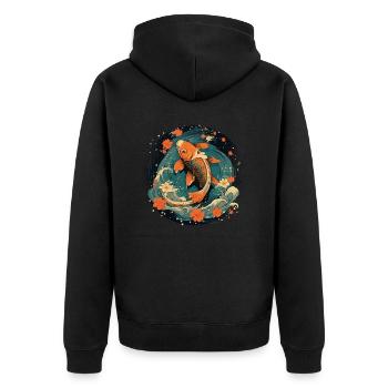 Koi Fische Kois-Karpfen Koi Garten-Teich Koi - Unisex Premium Bio Zip Hoodie - Schwarz - Hinten - Nico (187cm)