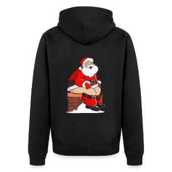 Le Père Noël fait caca dans la cheminée - Veste à capuche bio Premium Unisexe - noir - Dos - Nico (187cm)