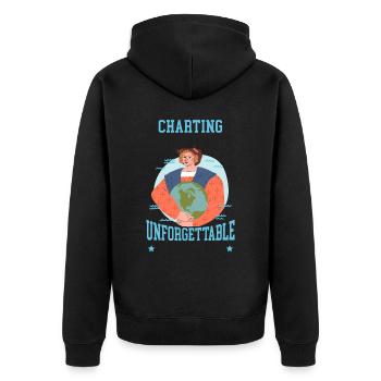 Mapping Unseen Lands Unforgettable Re - Unisex Premium Organic Zip Hoodie - black - Back - Nico (187cm)