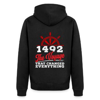 1492 : Le voyage qui a tout changé - Veste à capuche bio Premium Unisexe - noir - Dos - Nico (187cm)