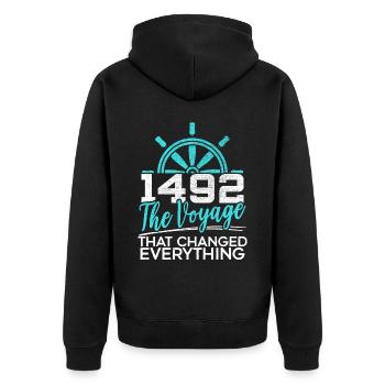 1492 : Le voyage qui a tout changé - Veste à capuche bio Premium Unisexe - noir - Dos - Nico (187cm)