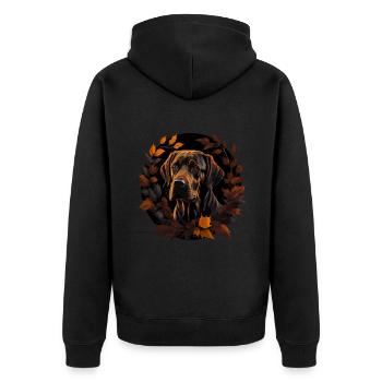 Labrador Retriever Hund Im Herbst Herbstblätter - Unisex Premium Bio Zip Hoodie - Schwarz - Hinten - Nico (187cm)